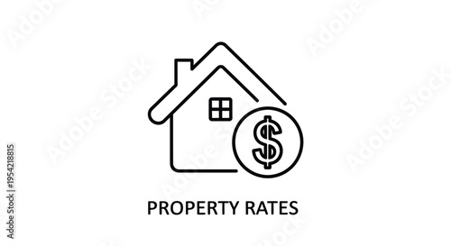 House outline with a dollar sign representing property rates silhouette