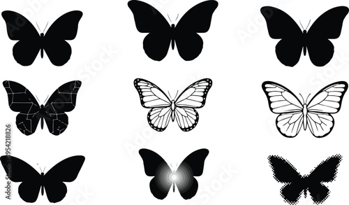 A diverse collection of colorful butterflies isolated on a clean white background featuring various species with intricate wing patterns