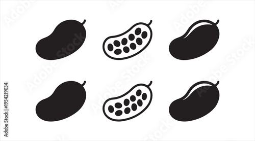 Mango silhouette pack clean modern tropical fruit icons for nutrition and produce graphics