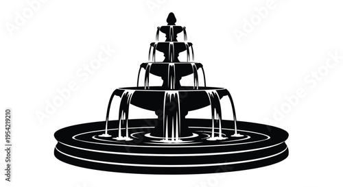 Elegant tiered fountain design a striking black and white silhouette