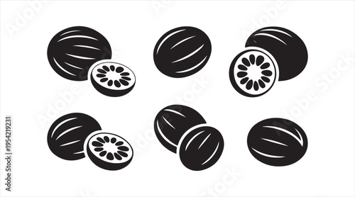 Simple coffee cherry shapes collection flat black fruit illustration for agriculture graphics