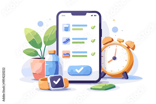 Vector tracker image app digital simple icon cute illustration generation bold outline habit mobile