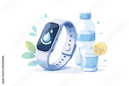 Reminder band hydration vector smart minimalism image vector illustration wearable simple icon generation