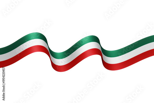 Waving italy flag tricolor ribbon displaying green, white, and red stripes, symbolizing italian national pride on transparent background