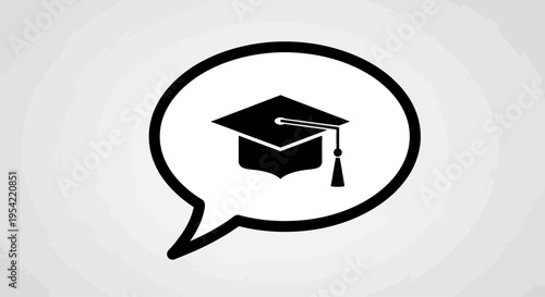 Graduation Cap in Speech Bubble Icon Representing Educational Communication.