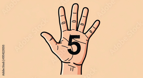 Hand with Number Five - Counting and Symbolism in Visual Representation.