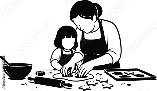 Family bonding on intl day of families mother and child baking together