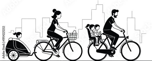 Family cycling together on intl day of families promoting unity and togetherness