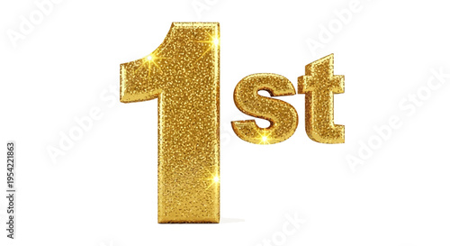 Dazzling Golden 1st Place Text Symbolizing Success, Achievement, and Excellence in Competitions and Rankings