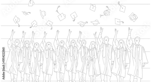 Graduates celebrating academic achievement by throwing caps in the air.