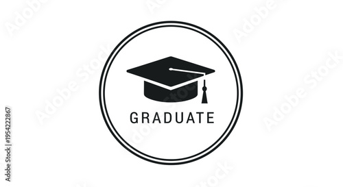 Graduate Cap Icon in a Circular Frame Representing Academic Achievement.