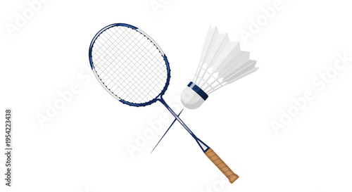 Badminton racket and shuttlecock isolated on white background, representing a popular racquet sport enjoyed by many worldwide