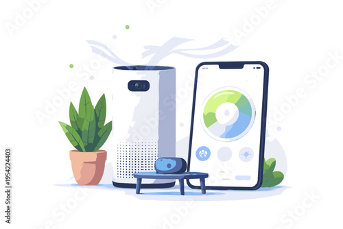 Image vector monitoring clean design icon cartoon style simple smart air bold outline generation purifier