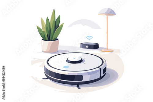 Minimalism bold outline vacuum vector home icon vector illustration smart cleaner robot
