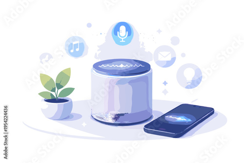Generation kawaii simple cute illustration bold outline interface voice icon smart ai assistant vector