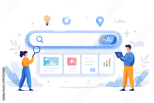 Engine vector flat design image simple simple shapes intelligent interface search bold outline generation ai