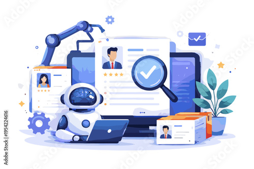 Minimalism vector screening resume soft shadow icon automated cute illustration system ai