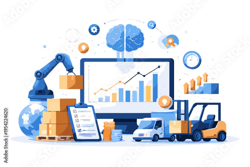 Generation vector illustration icon image supply simple shapes simple vector predictive chain analytics ai