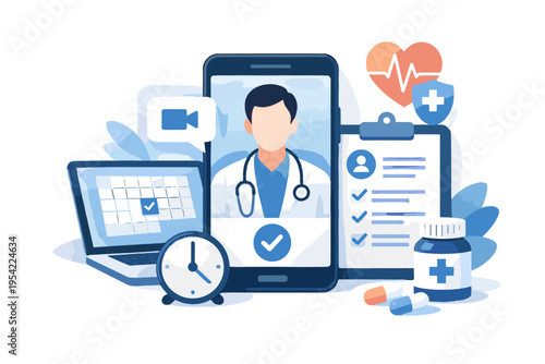 Simple booking vector digital appointment generation minimalism icon cartoon style online image doctor