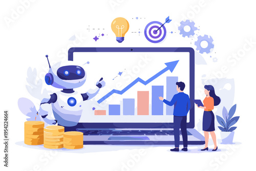 Business vector soft shadow simple ai icon image cartoon style generation growth vector illustration analytics