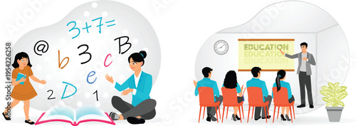 Teachers and students engaging in interactive and diverse educational activities