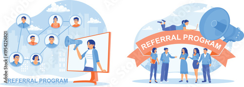 Illustration depicting the concept of a successful referral program in a business context