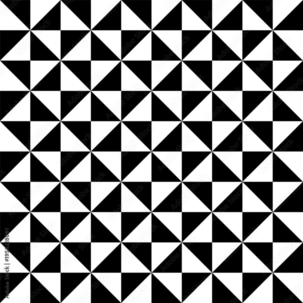 Fototapeta premium Seamless black and white geometric pattern of interlocking triangles and squares