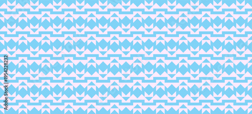 Seamless 1980s Retro Geometric Pattern with Light Blue and Pale Pink Zigzag Triangles