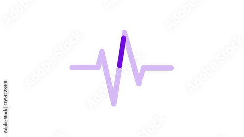 A purple ecg heartbeat line graph on a white background