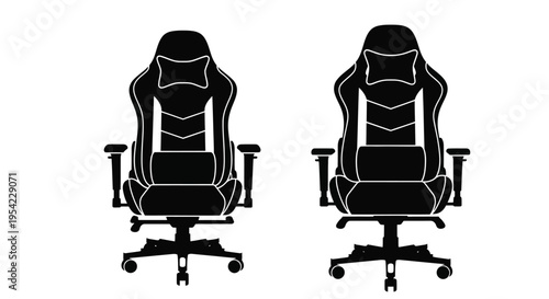 Two black gaming chairs displayed a striking monochromatic silhouette