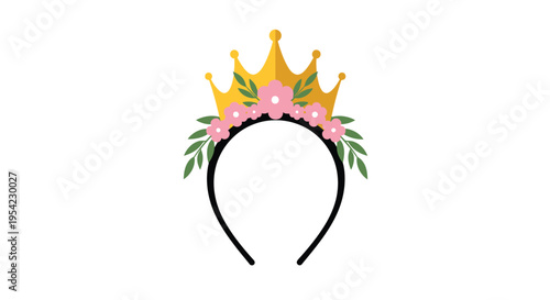 Floral crown with golden details a beautiful and regal silhouette