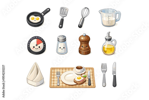 Vector simple setting generation mini frying table cup pan image icon dial