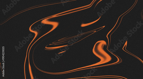 Abstract dark background with glowing orange liquid marble swirls and grainy texture