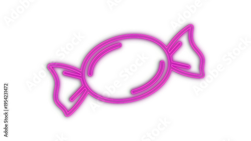 Neon pink candy icon with glowing effect isolated on transparent background