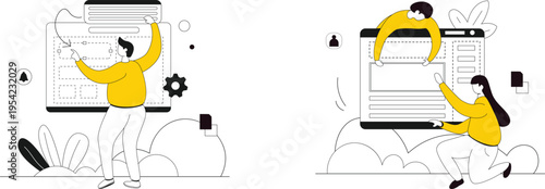 Collaborative web development and user interface design process illustration