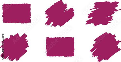 Six magenta brush strokes on white background