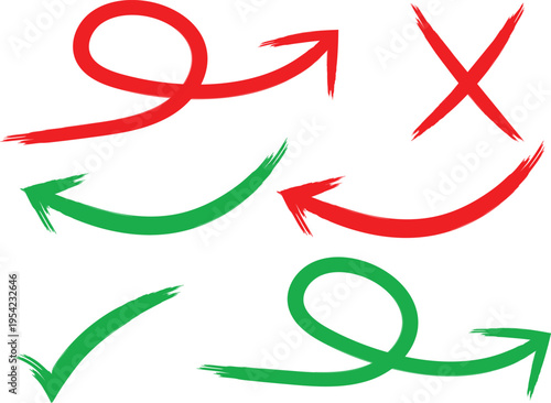 Arrows and symbols for indicating approval and disapproval