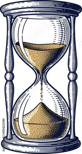 An hourglass with sand running down, symbolizing the passage of time
