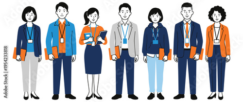 Diverse group of business professionals in office attire