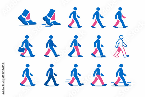 Flow walk simple pace to icon generation urban heel image motion vector