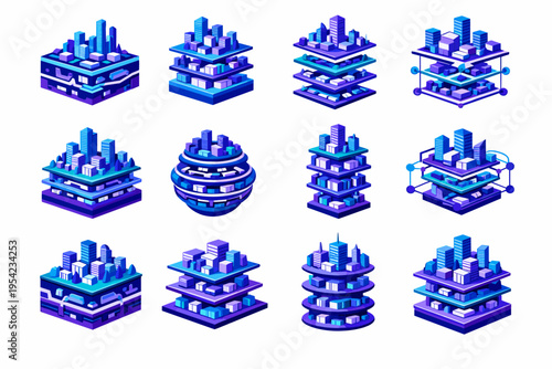 Overview urban layers diagram simple image modular complexity concept generation layer vector