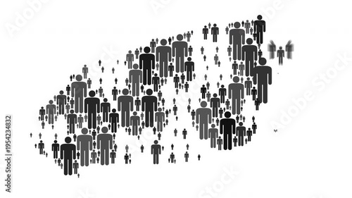 Animated map of Jeju do made up of a collage of human icons
