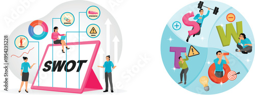 Visual representation of swot analysis with strengths, weaknesses, opportunities, and threats