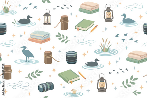 Quiet lakeside bird observation and mindful wildlife connection with serene natural retreat atmosphere