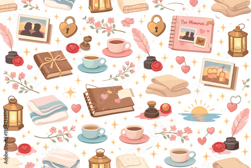 Tender love memories and peaceful anniversary moments with cozy heartfelt connection atmosphere