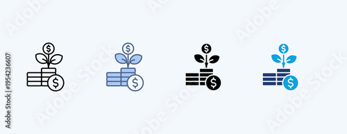 Investment Growth Multiple Icon Illustration Vector