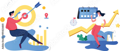 Business people working towards goals and success