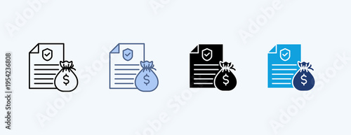 Economic Policy Multiple Icon Illustration Vector