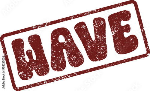 Distressed reddish brown grunge Wave word stamp effect graphic design element