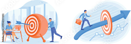 Business people aiming for targets in the office